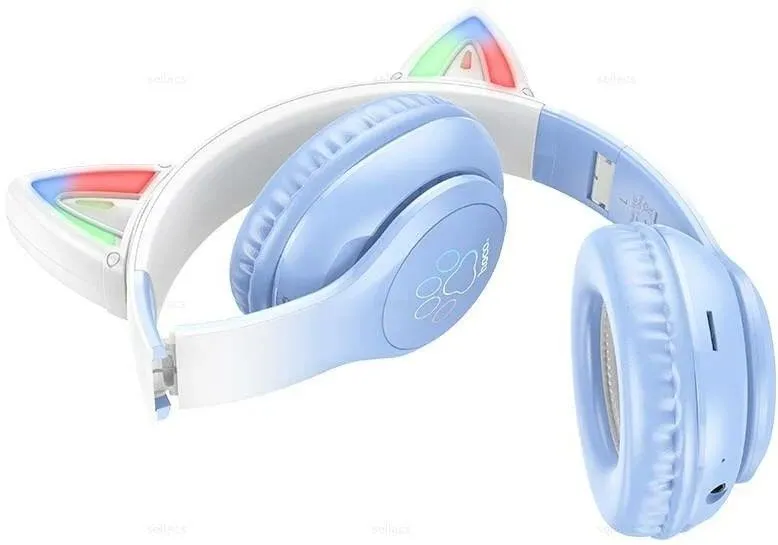 Наушники Bluetooth Кошачьи ушки Hoco W42 Cat ear Crystal blue