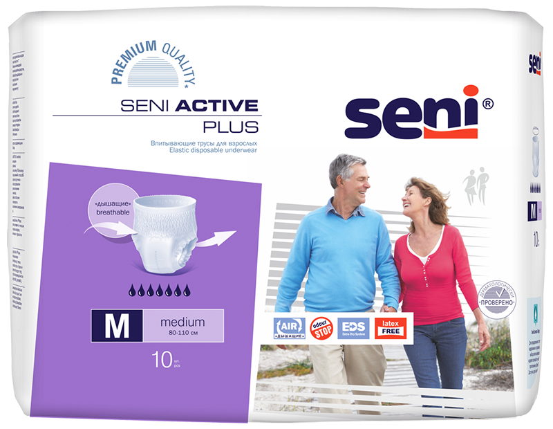 Seni Active Plus Трусы впитывающие для взрослых Medium 10 шт