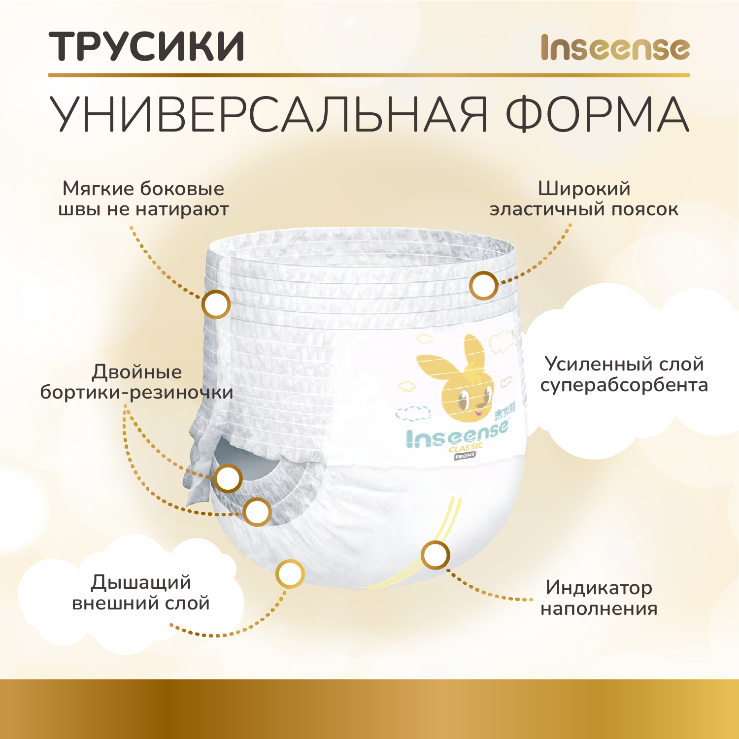 Подгузники-трусики INSEENSE Classic XL 12-17 кг., 38 шт.