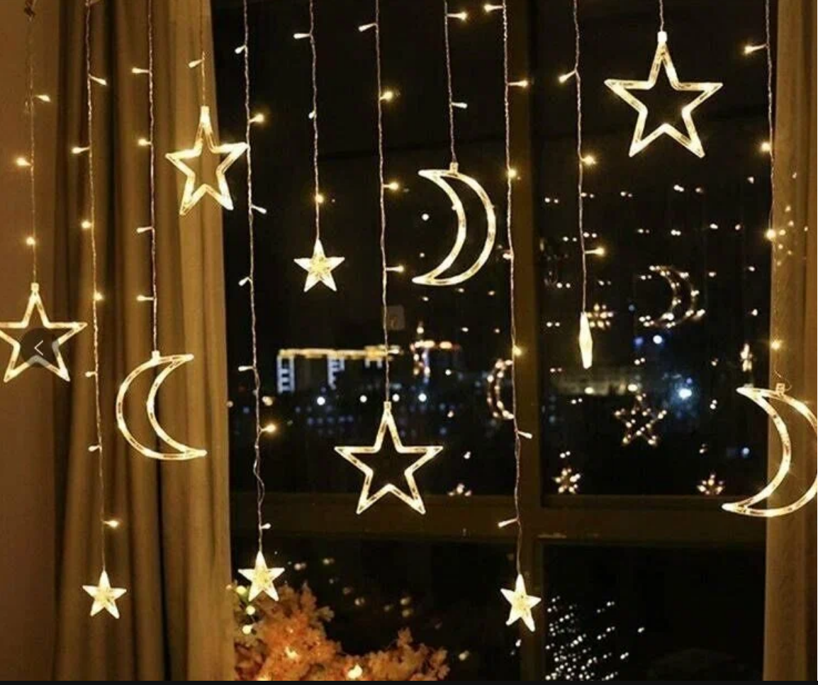Светодиодная гирлянда Звездная ночь, 138 LED, 12 фигур, 8 режимов, IP 14, 0,9*3 м. Теплый белый, 1 ш