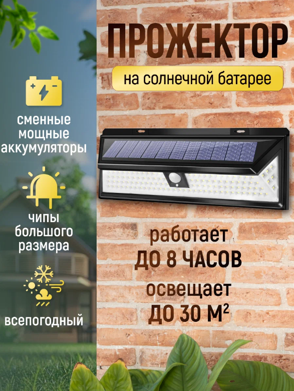 Прожектор на солнечной батарее с датчиком движения "Sunlightfine SL92LED"