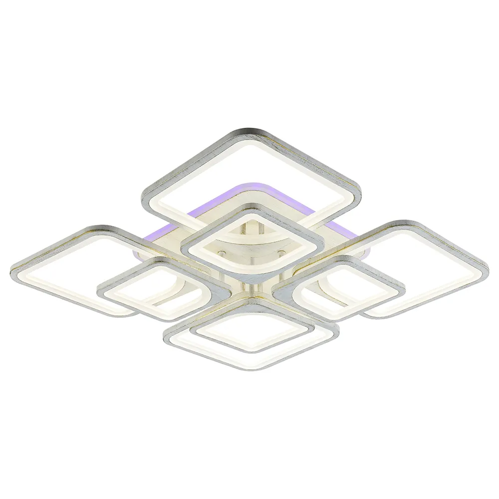 Светодиодная люстра 8057/4+4 WHT A 224W+10W RGB Profit Light патино золото