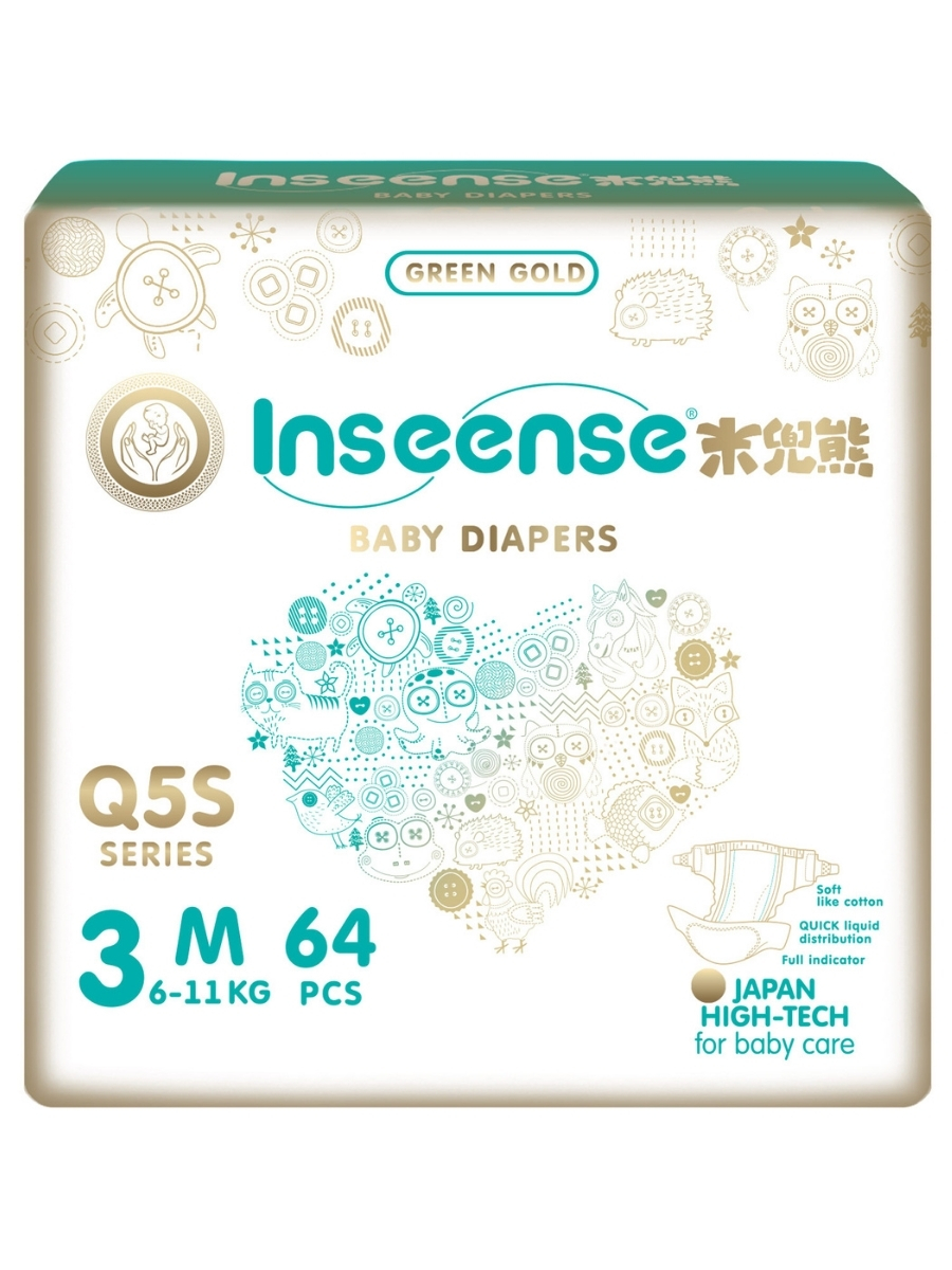 Подгузники INSEENSE Q5S M (6-11 кг) 64 шт