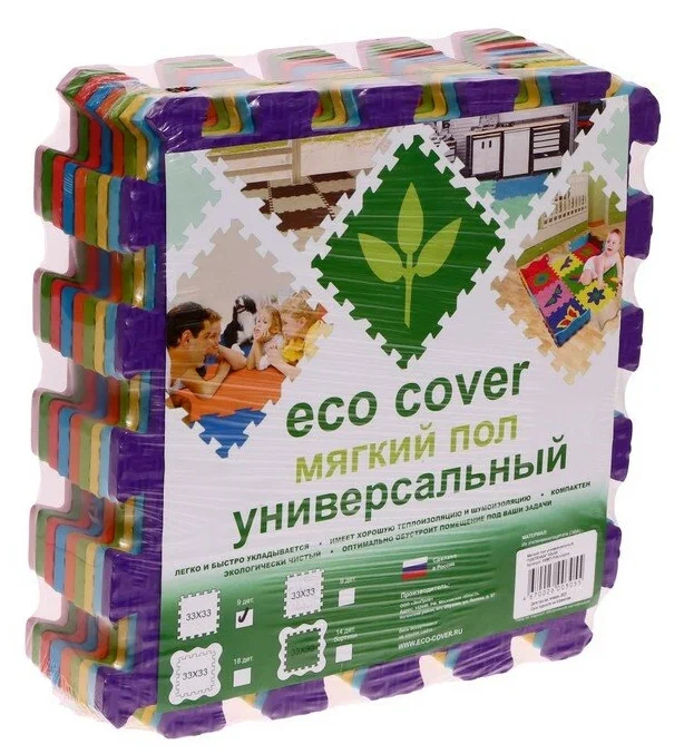 Мягкий пол универсальный, цвета ассорти, 33х33 см 33МП-П/ассорти Eco Cover 9554699