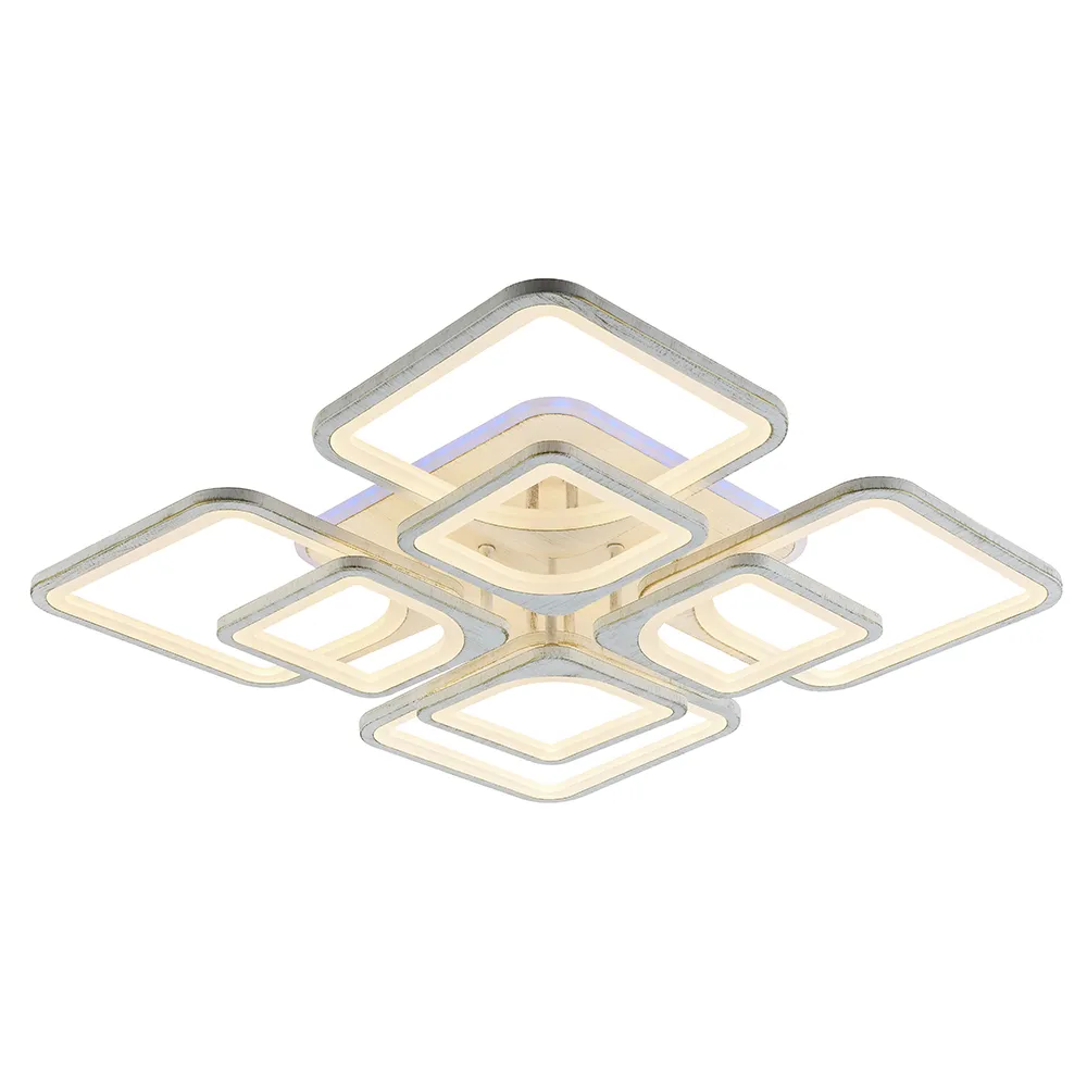 Светодиодная люстра 8057/4+4 WHT A 224W+10W RGB Profit Light патино золото