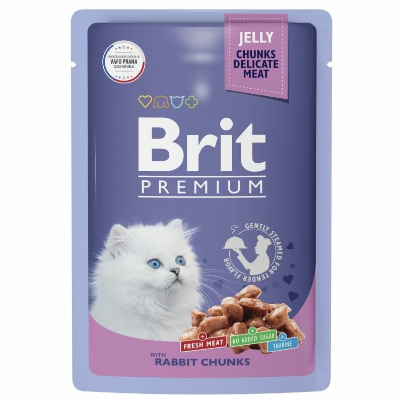 Паучи для котят Brit Premium, кролик в желе