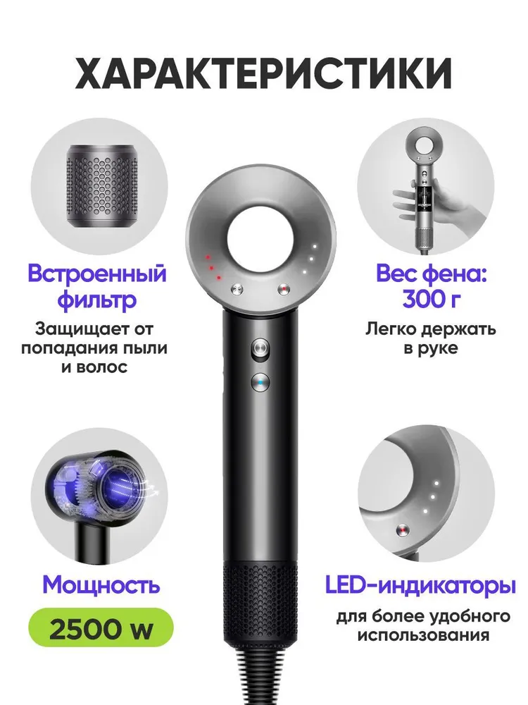 STIMAXON Фен для волос профессиональный черный