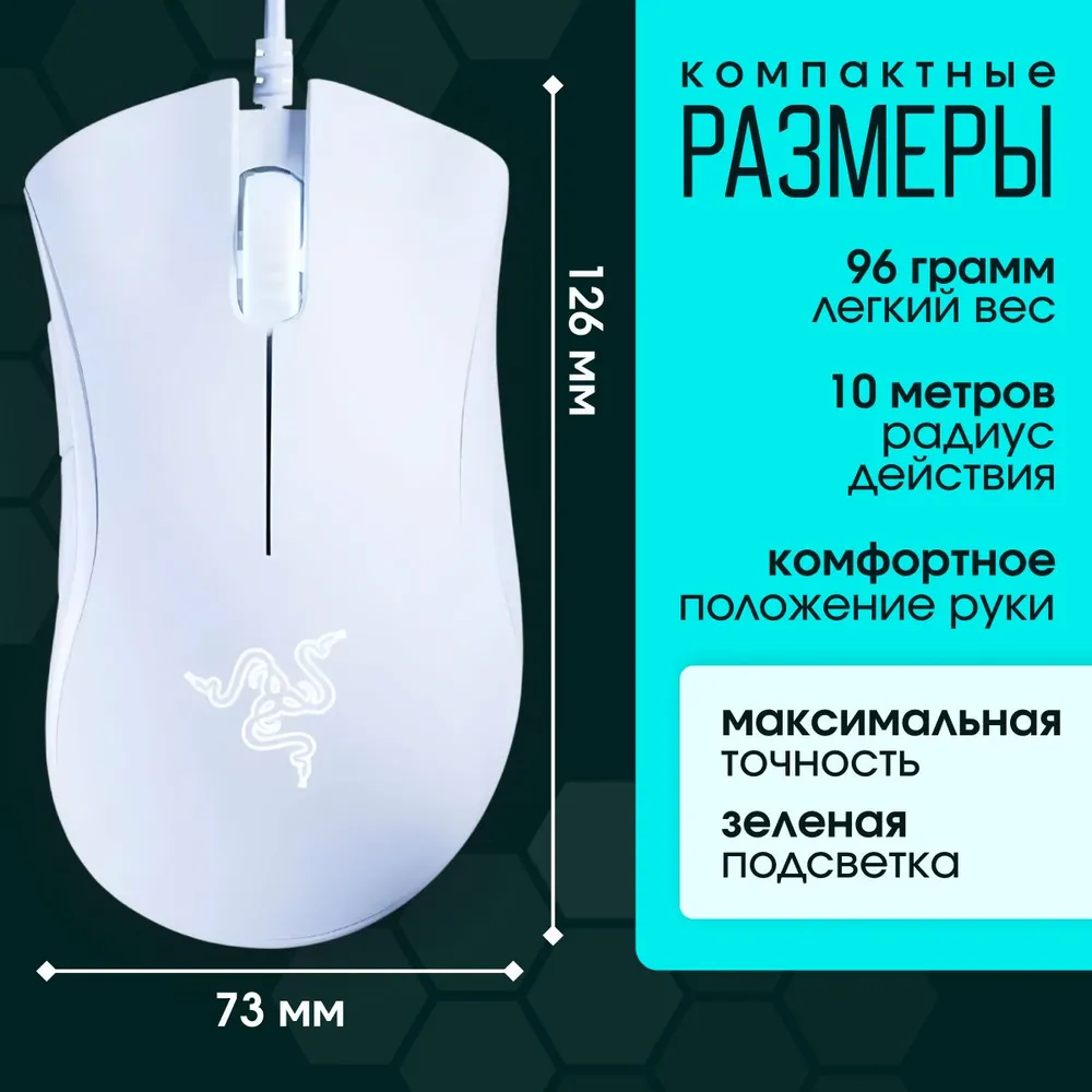 Игровая компьютерная мышь Razer DeathAdder Essential, белый