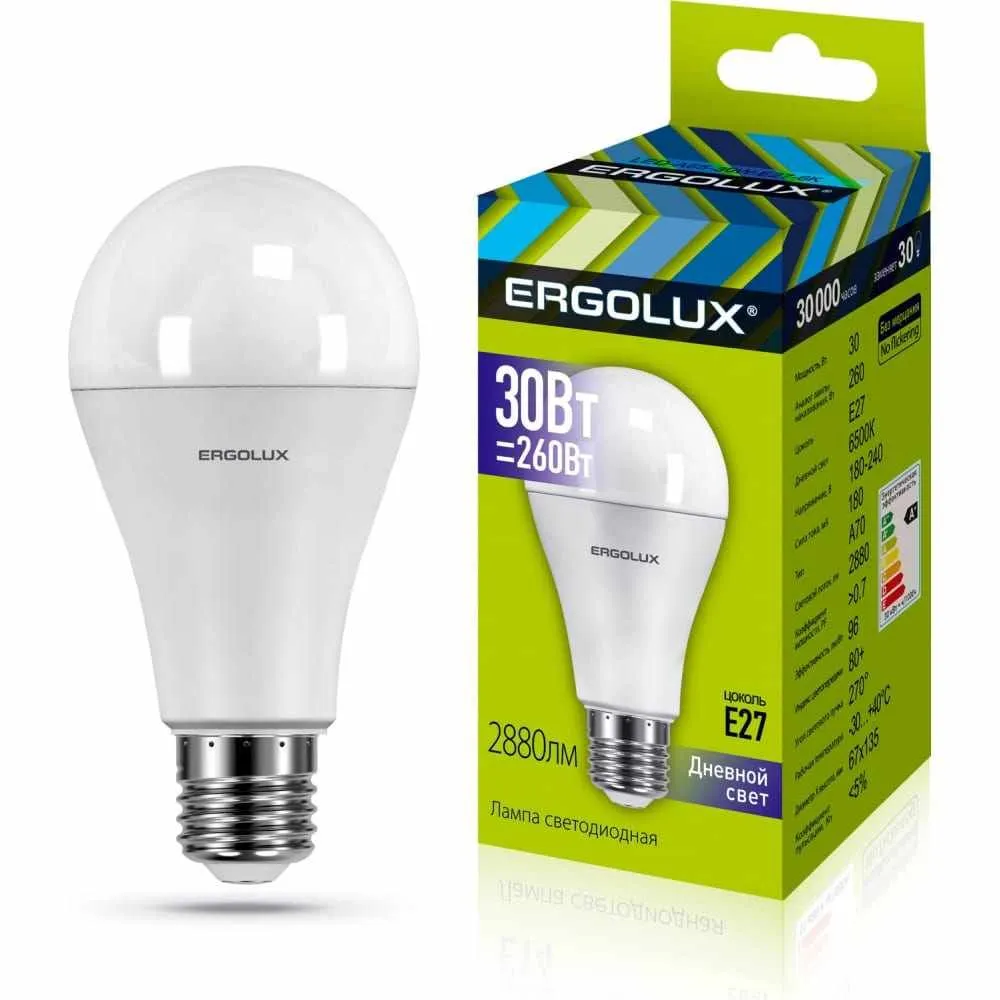 Лампочка ERGOLUX LED-A70-30W-E27-6K